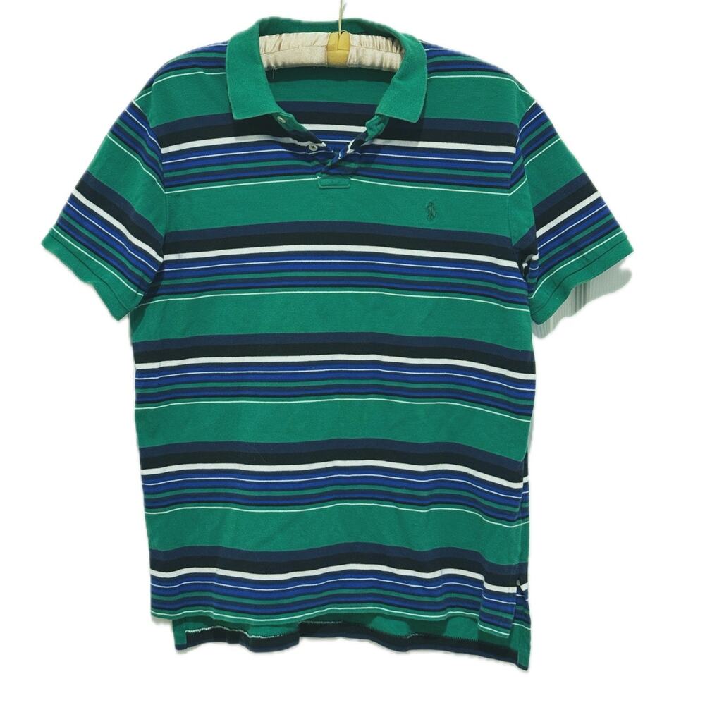 Polo Ralph Lauren Mens Classic Polo Shirt XL Green Striped Pony Preppy Heritage